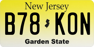 NJ license plate B78KON
