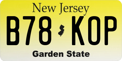 NJ license plate B78KOP