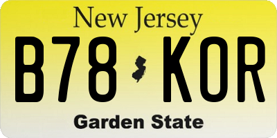 NJ license plate B78KOR