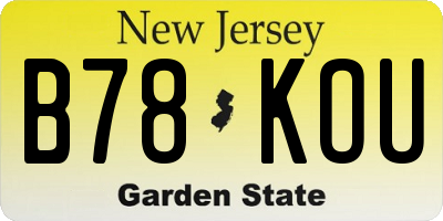NJ license plate B78KOU