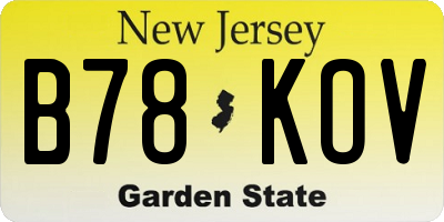 NJ license plate B78KOV