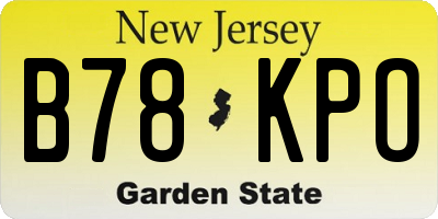 NJ license plate B78KPO