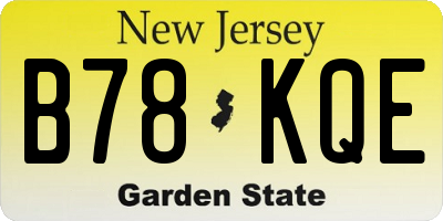 NJ license plate B78KQE