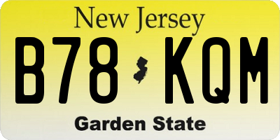 NJ license plate B78KQM