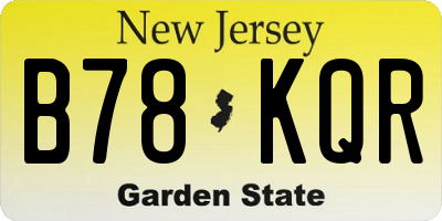 NJ license plate B78KQR