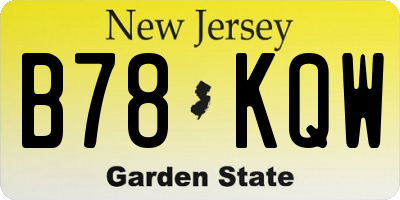 NJ license plate B78KQW