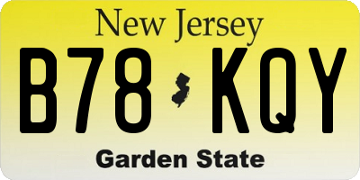 NJ license plate B78KQY