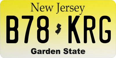 NJ license plate B78KRG