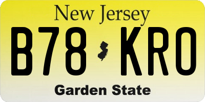 NJ license plate B78KRO