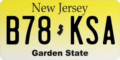 NJ license plate B78KSA