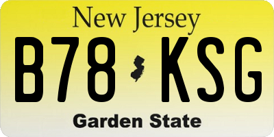 NJ license plate B78KSG