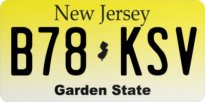 NJ license plate B78KSV