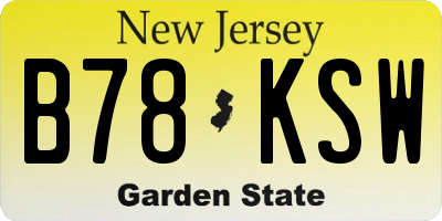 NJ license plate B78KSW