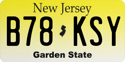 NJ license plate B78KSY