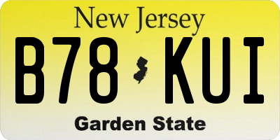 NJ license plate B78KUI