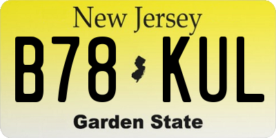 NJ license plate B78KUL
