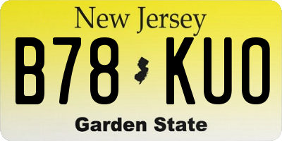 NJ license plate B78KUO