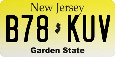 NJ license plate B78KUV