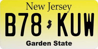 NJ license plate B78KUW