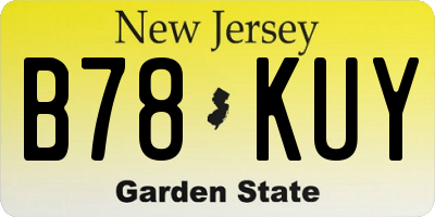NJ license plate B78KUY