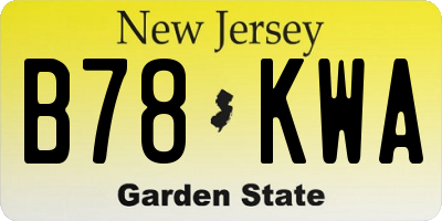 NJ license plate B78KWA