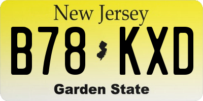 NJ license plate B78KXD