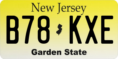 NJ license plate B78KXE