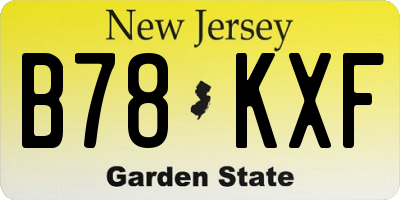 NJ license plate B78KXF