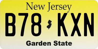 NJ license plate B78KXN