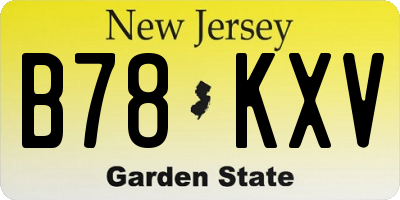 NJ license plate B78KXV