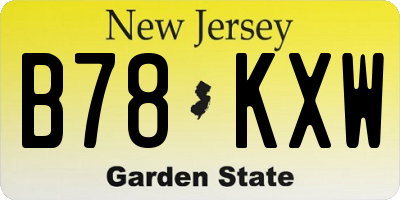 NJ license plate B78KXW