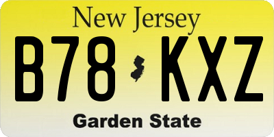 NJ license plate B78KXZ