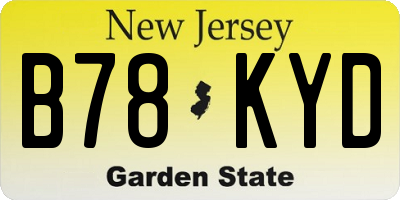 NJ license plate B78KYD