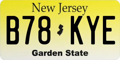 NJ license plate B78KYE