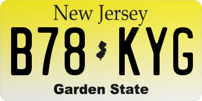 NJ license plate B78KYG