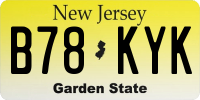 NJ license plate B78KYK