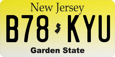 NJ license plate B78KYU