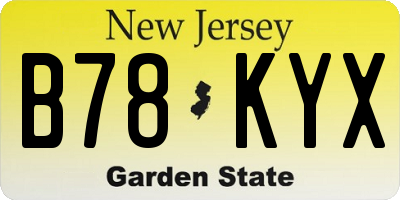 NJ license plate B78KYX