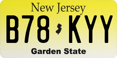 NJ license plate B78KYY