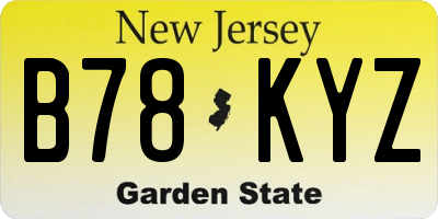 NJ license plate B78KYZ