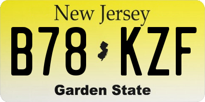 NJ license plate B78KZF