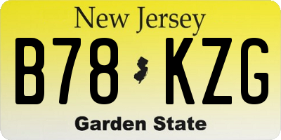 NJ license plate B78KZG