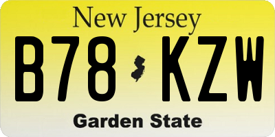 NJ license plate B78KZW