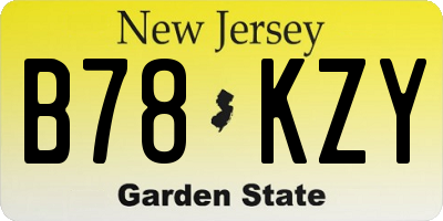 NJ license plate B78KZY