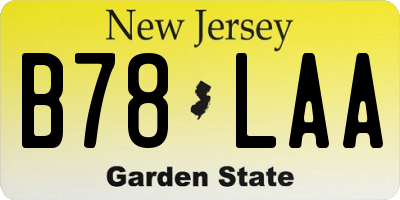 NJ license plate B78LAA