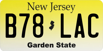 NJ license plate B78LAC