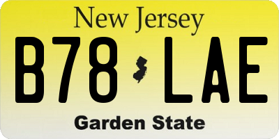 NJ license plate B78LAE