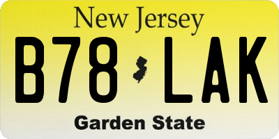 NJ license plate B78LAK