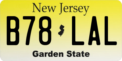 NJ license plate B78LAL