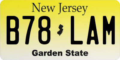 NJ license plate B78LAM
